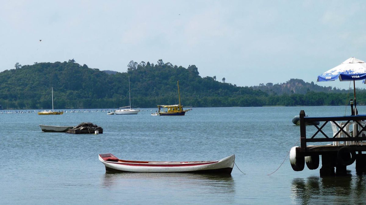 Botes en la bahía del Ribeirão da Ilha